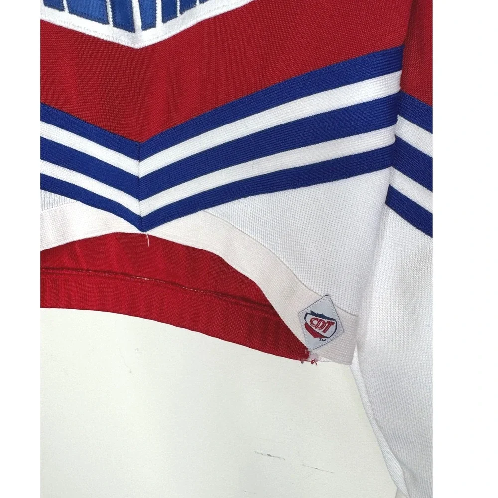 CDT Cheerleader‎ Dance Team Top Red/White/Blue Size Medium Made in USA